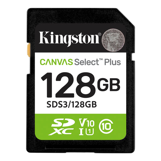 Carte Mémoire Kingston Canvas Select Plus SDXC 128GB | 100MB/s | Full HD V30 | Pour Appareils Photo, Drones