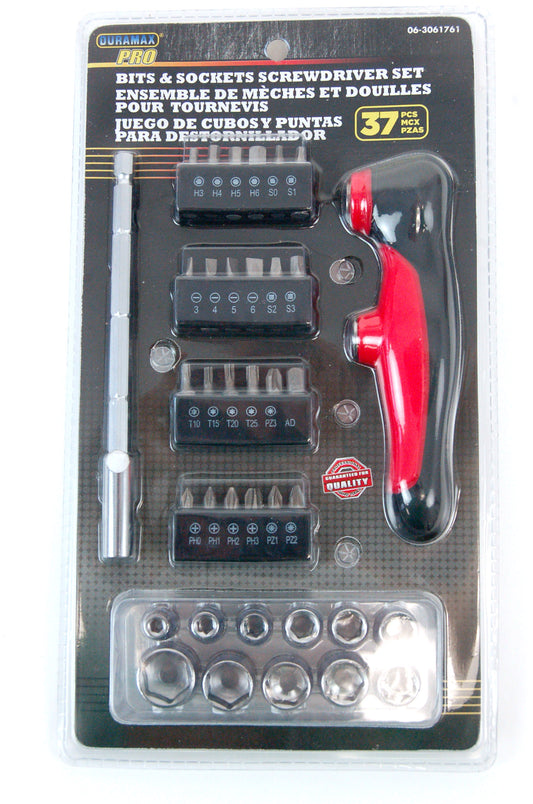 Jeu de Tournevis 37 Pièces – Kit Embouts & Douilles avec Poignée Ergonomique, Coffret Outils Complet