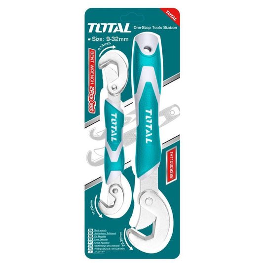Jeu de Clés Universelles Réglables Total 9-32mm (2 Pièces) | Clé à Molette Multifonction