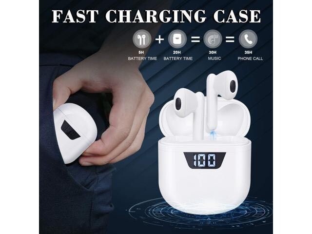 Écouteurs Sans Fil Bluetooth avec Boîtier de Charge Rapide | Affichage LED | Jusqu’à 35H d’Autonomie
